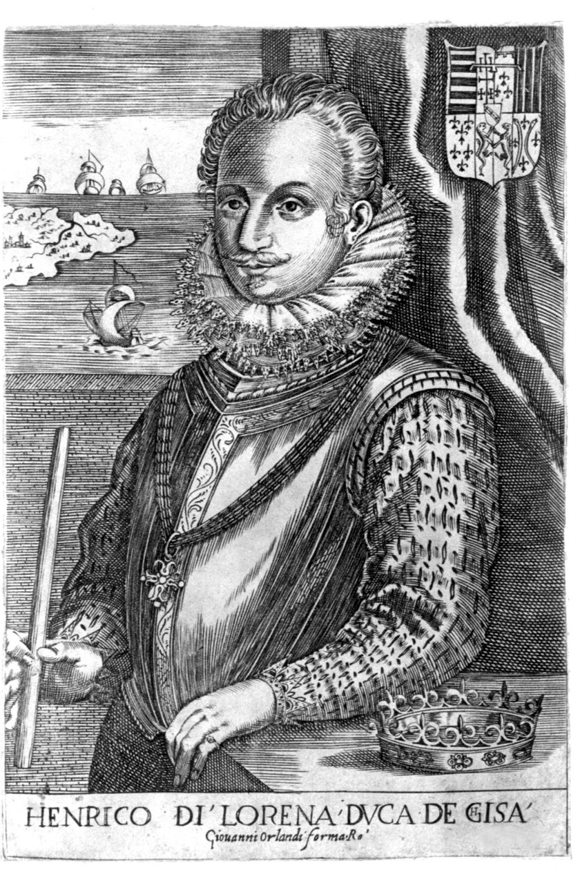 Portrait du duc de Guise (Henri Ier de Lorraine, dit le Balafré (1550 - 1588)). Gravure du 17e siècle. - Unknown artist