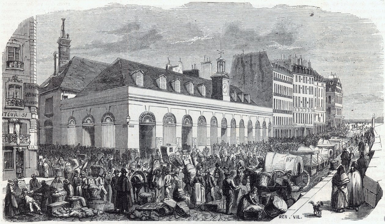Quai des Augustins : Marché de la Vallée - Gravure dans « Tableau-de-Paris » par Edmond Texier - Unknown artist