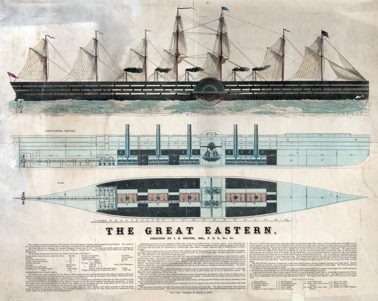 Représentation du navire britannique Great Eastern, premier paquebot géant, inauguré en 1858 conçu par Isambard Kingdom Brunel - Unknown artist
