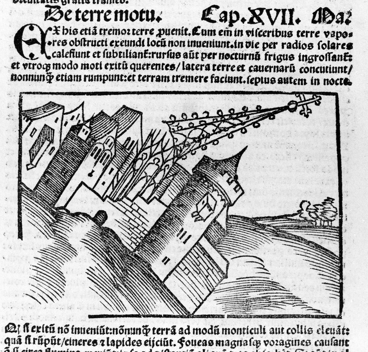 Représentation du tremblement de terre au 16ème siècle. - Unknown artist