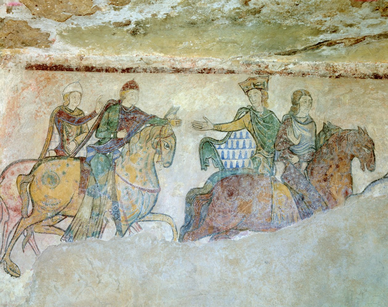 Cortège royal composé du roi Henri (Henri II) en tête du cortège (absent sur ce détail), derrière lui sa femme Aliénor d