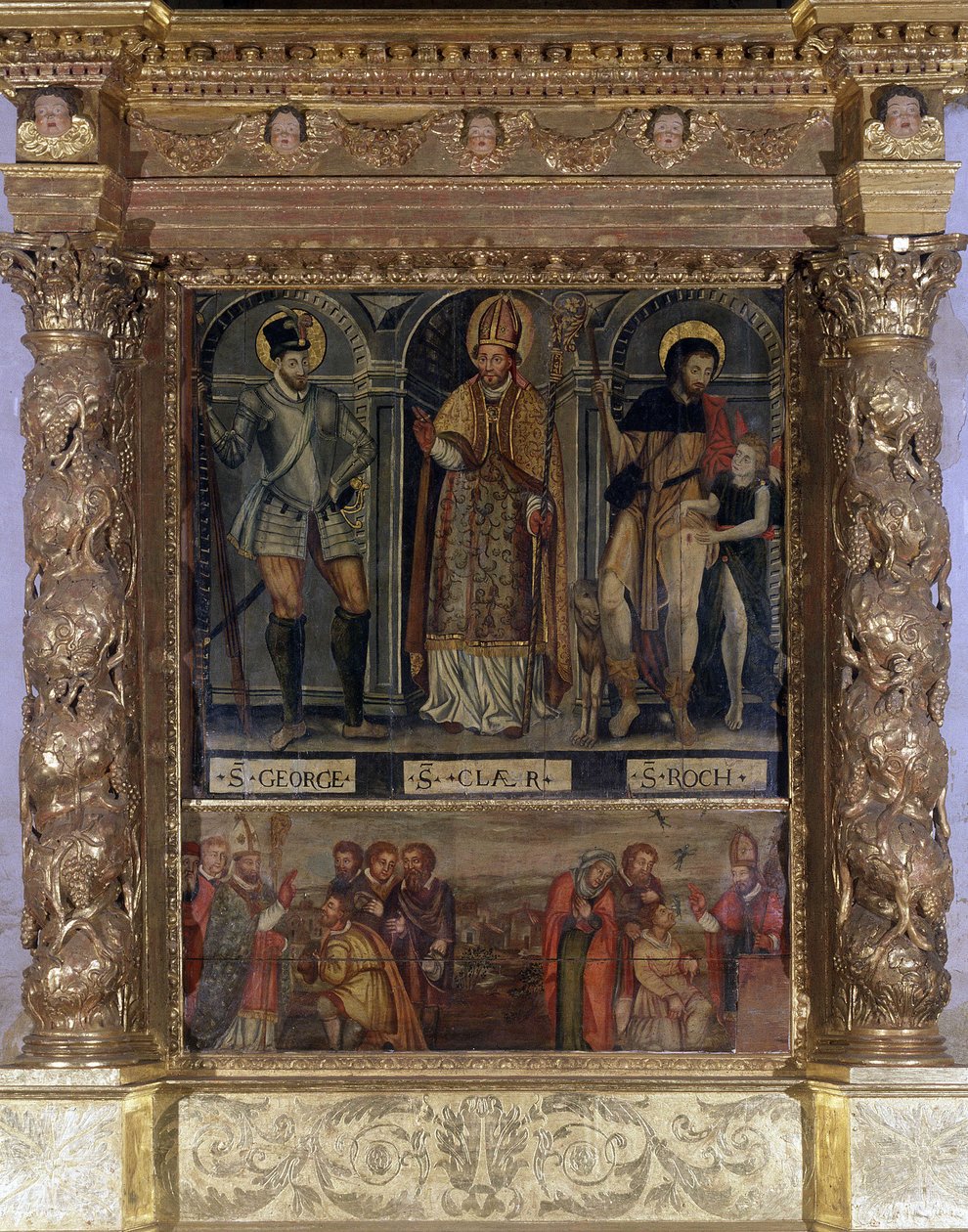 Autel de Saint Clair ou Saint Roch : St Roch et le Bouton de la Peste et Saint Georges à la mode de Henri III - Église Notre-Dame de l