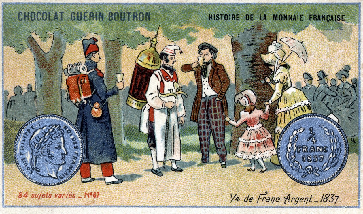 Série Histoire de la Monnaie Française publiée par Chocolat Guérin Boutron. Quart de franc en argent en 1837 - Unknown artist