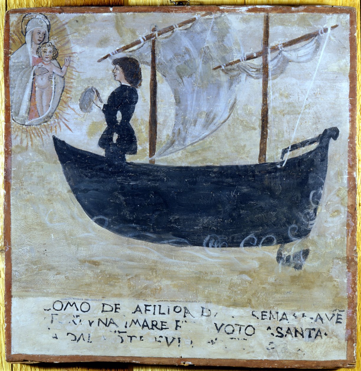 Navire sauvé de la tempête. Ex-voto du 16ème siècle du Sanctuaire de la Madonna del Monte à Cesena (Forlì). - Unknown artist