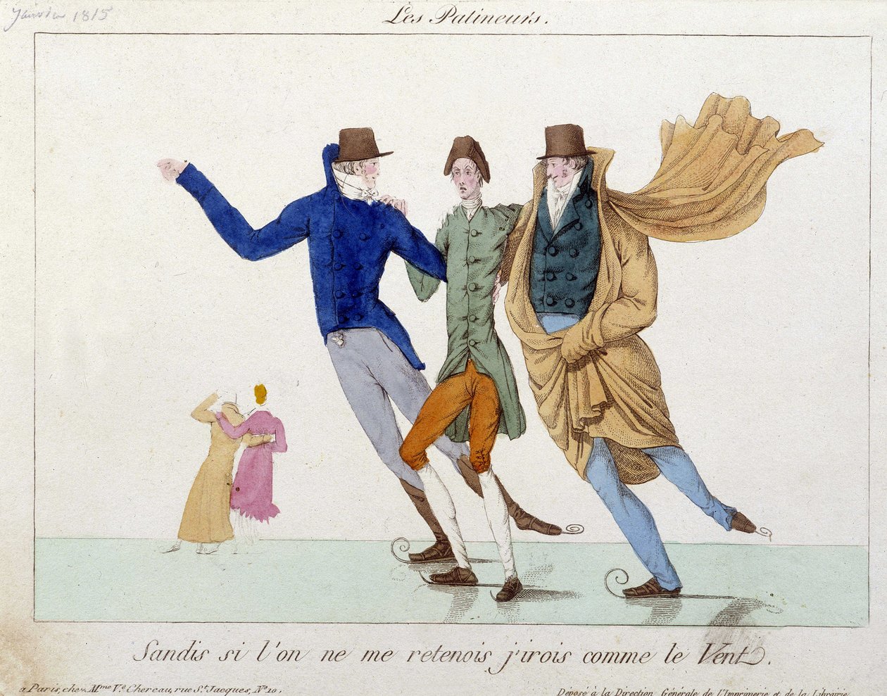Patineurs - dessin humoristique - Unknown artist