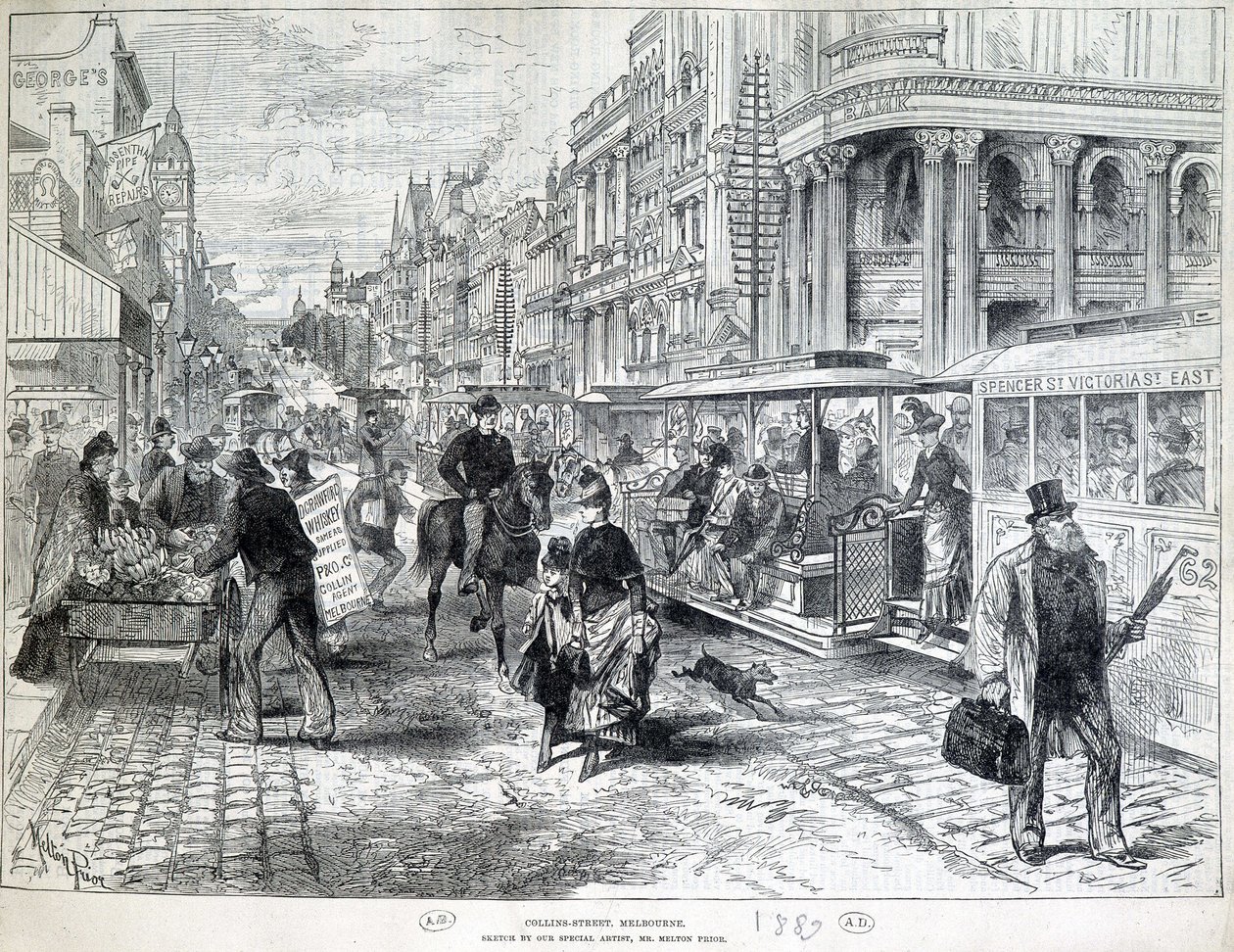 Scènes de rue, Collins Street à Melbourne en 1889 - Unknown artist