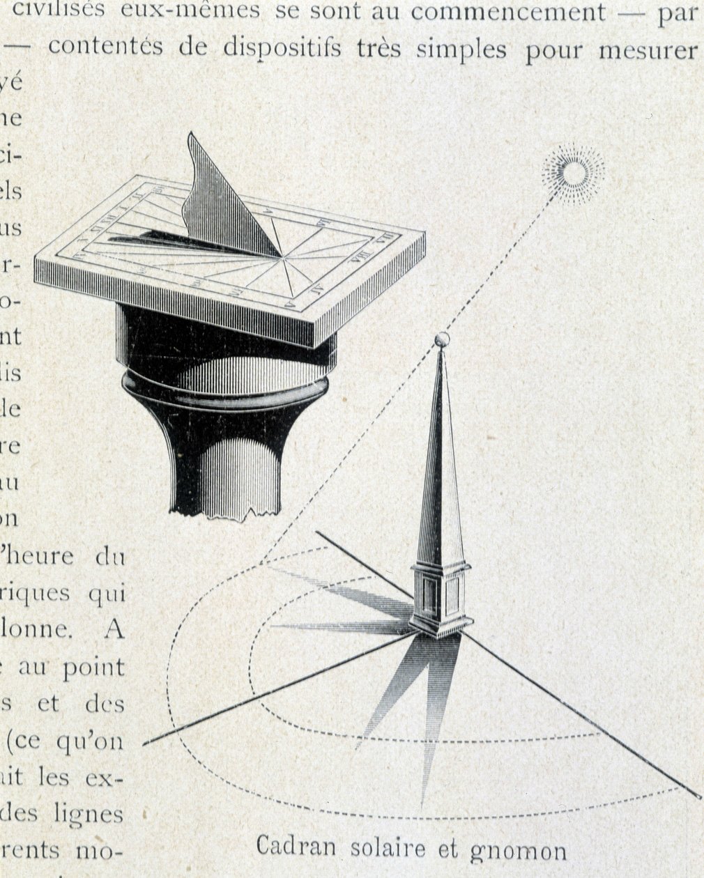 Cadran solaire et gnomon (XVIIe siècle) - gravure dans « L