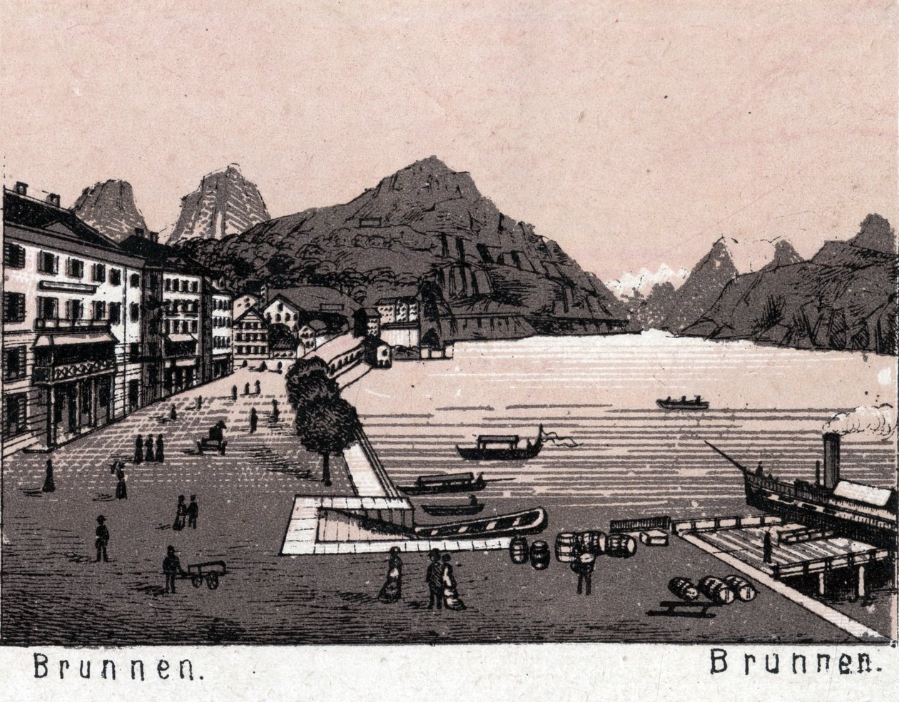 Suisse : vue de la ville de Brunnen - Unknown artist