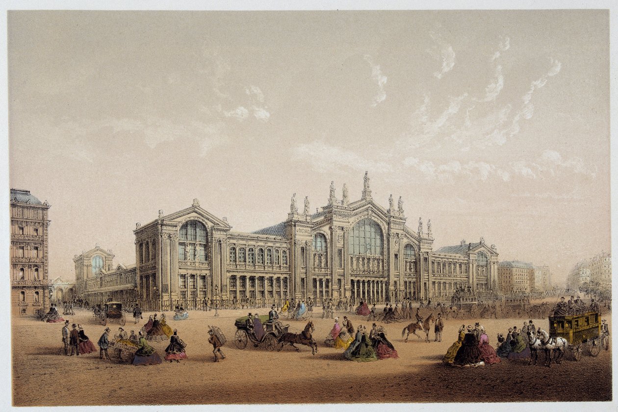 La Gare du Nord - lithographie, 19ème siècle - Unknown artist