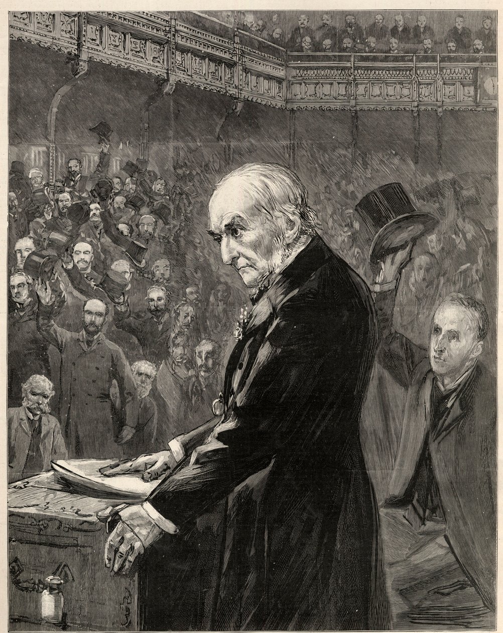 Chambre des Communes, 13 février 1893 : discours de William Ewart Gladstone (gravure) - Unknown Artist