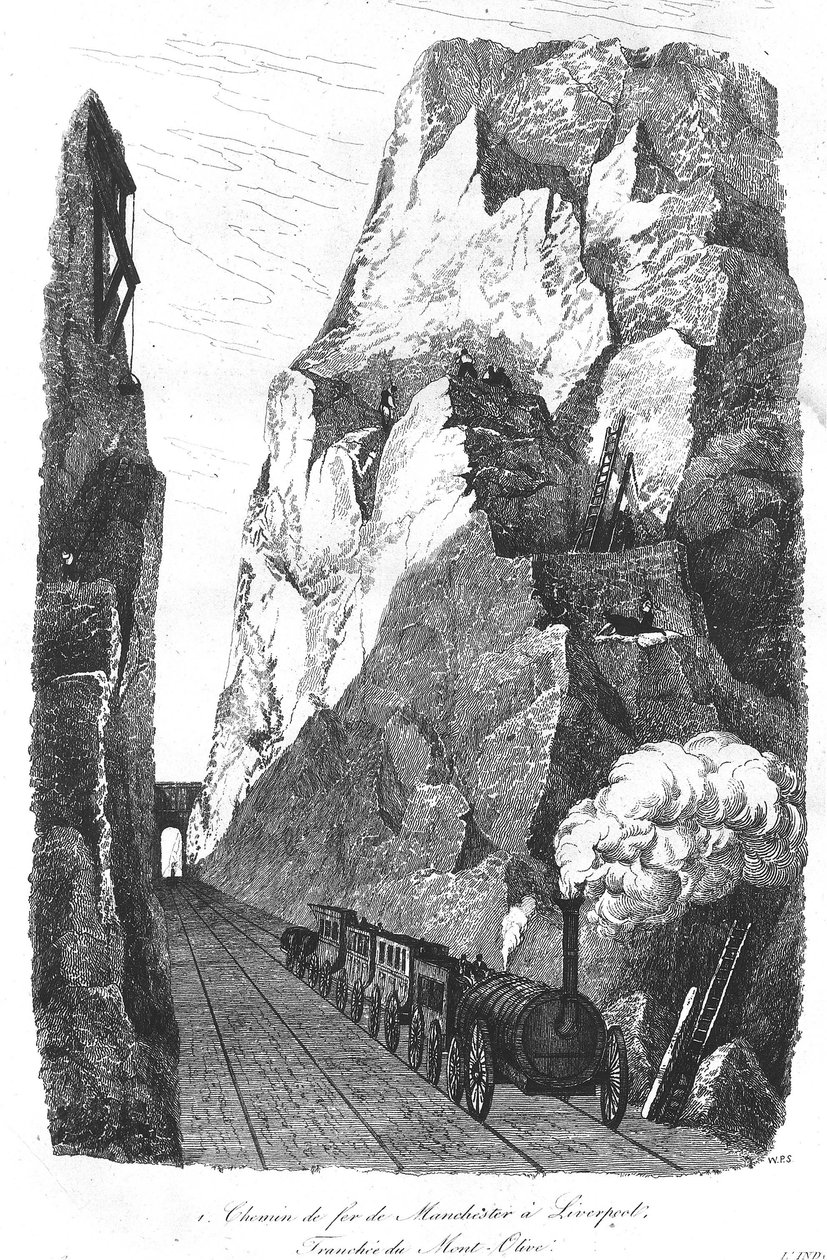 Le chemin de fer de Liverpool à Manchester : La tranchée du Mont Olive - Unknown artist