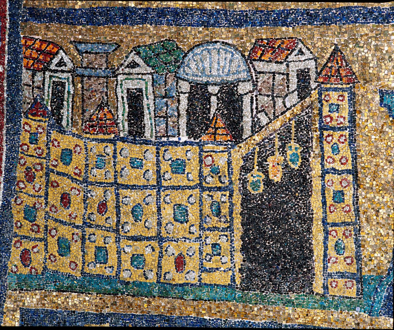 La Vision de la Jérusalem Céleste : détail de Jérusalem représentée dans une citation fortifiée. - Unknown artist