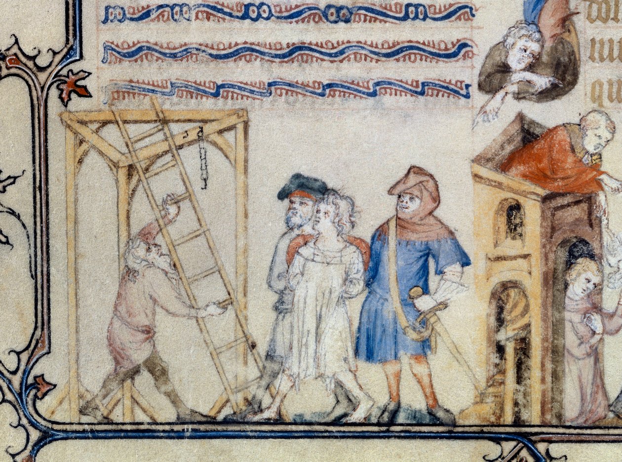 La ballade des pendus. Miniature illustrant le poème de François de Moncorbier dit Villon (1431/1432-1463). 15e siècle - Unknown artist