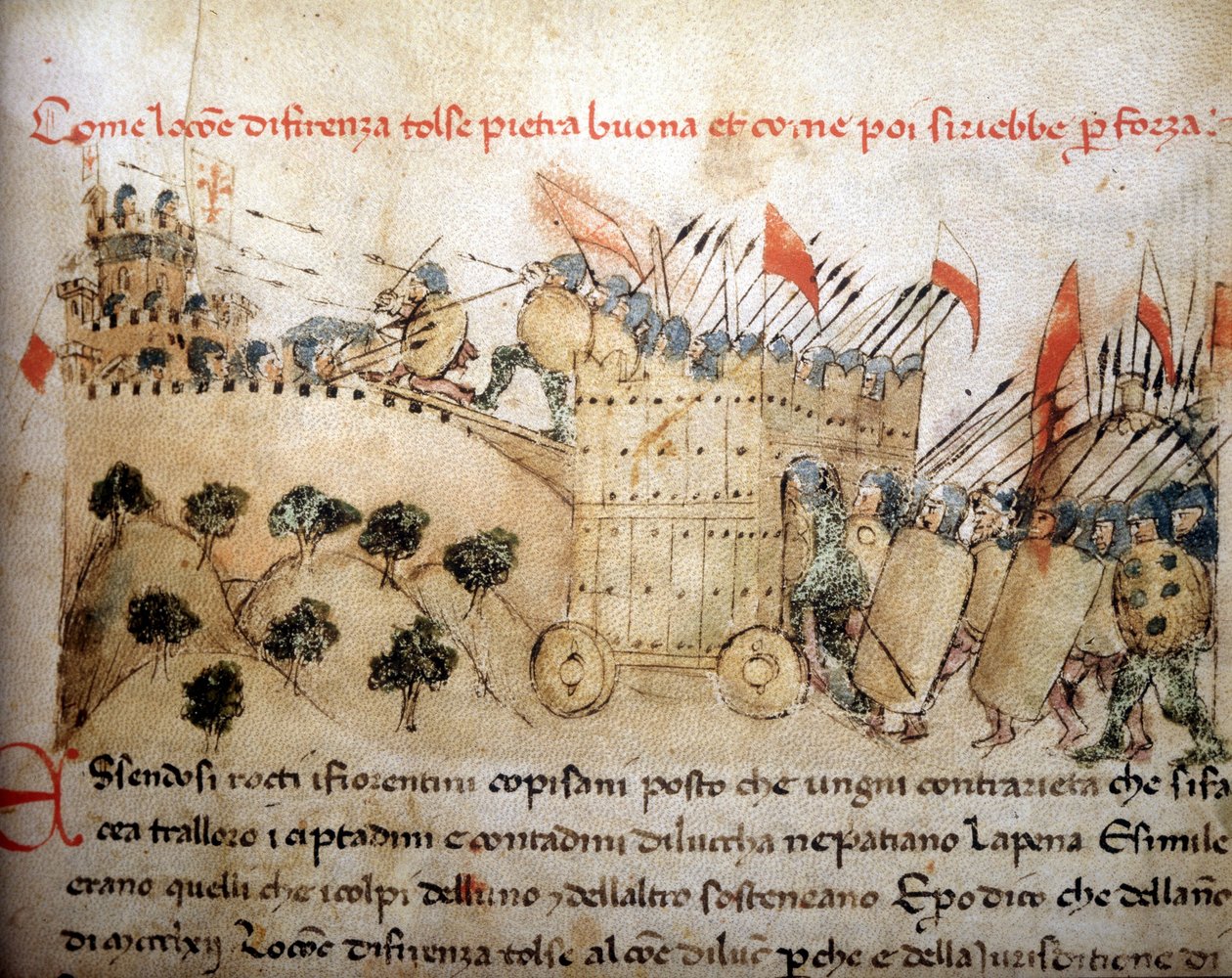 La ville de Florence a conquis Pietrabuona, que les habitants de Lucques ont ensuite repris - dans « Chroniques de Sercambi », vers 1400. Archives nationales, Lucques. - Unknown artist