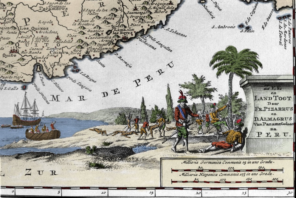 Le débarquement des conquistadors espagnols Francisco Pizarro - Unknown artist