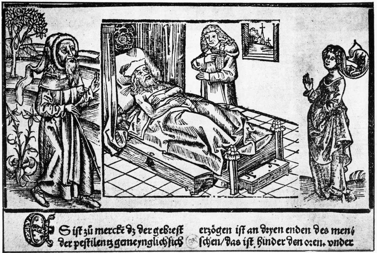 Le médecin au chevet du pestiféré, gravure sur bois du « Liber pestilentialis » par Jérôme Brunschwig, Strasbourg - Unknown artist
