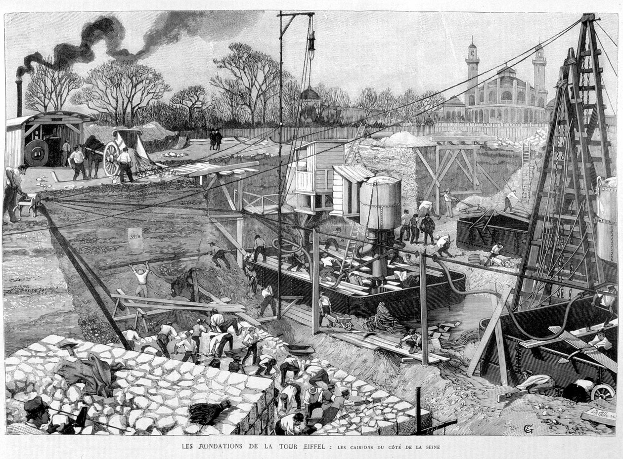 Les fondations de la tour Eiffel : les caissons côté Seine - dans "L