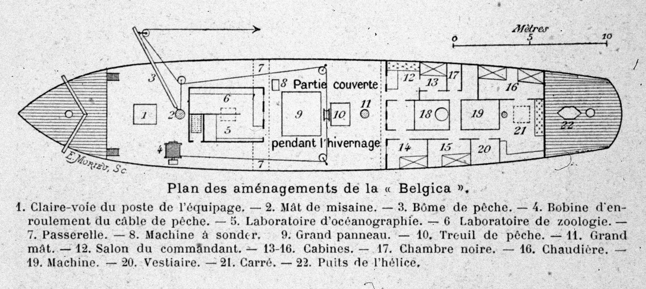 Plan du navire scientifique belge « Belgica » utilisé dans les expéditions antarctiques - Unknown artist