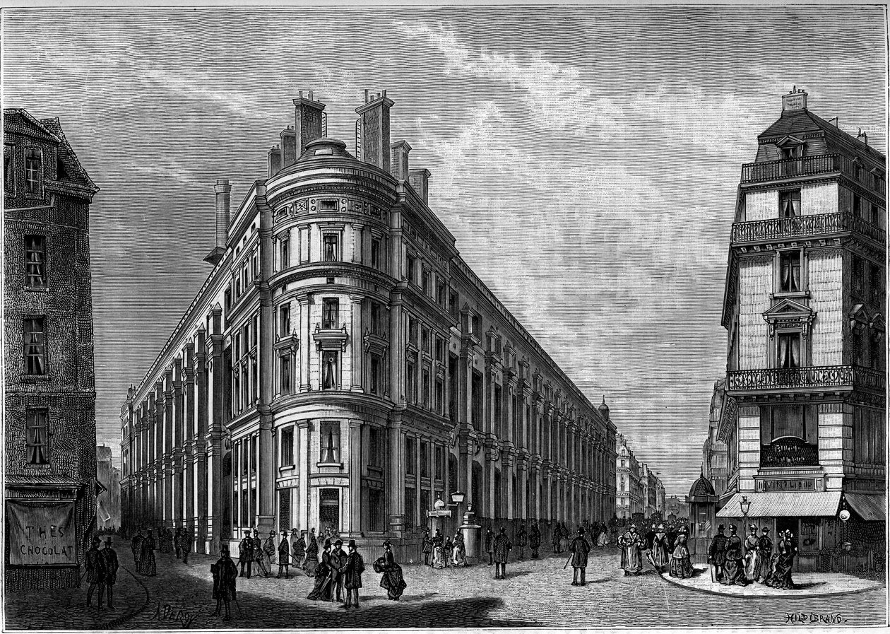 Le nouvel Hôtel des Postes de la rue du Louvre à Paris après sa reconstruction. Gravure dans le journal « La jeunesse ». - Unknown artist