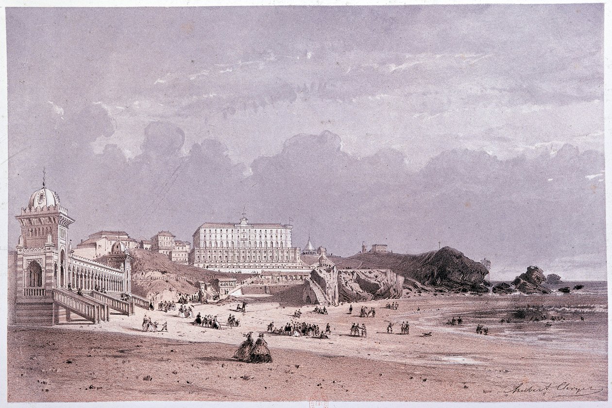 Les nouveaux bains de la côte des fous et le casino à Biarritz, XIXe siècle - Unknown artist