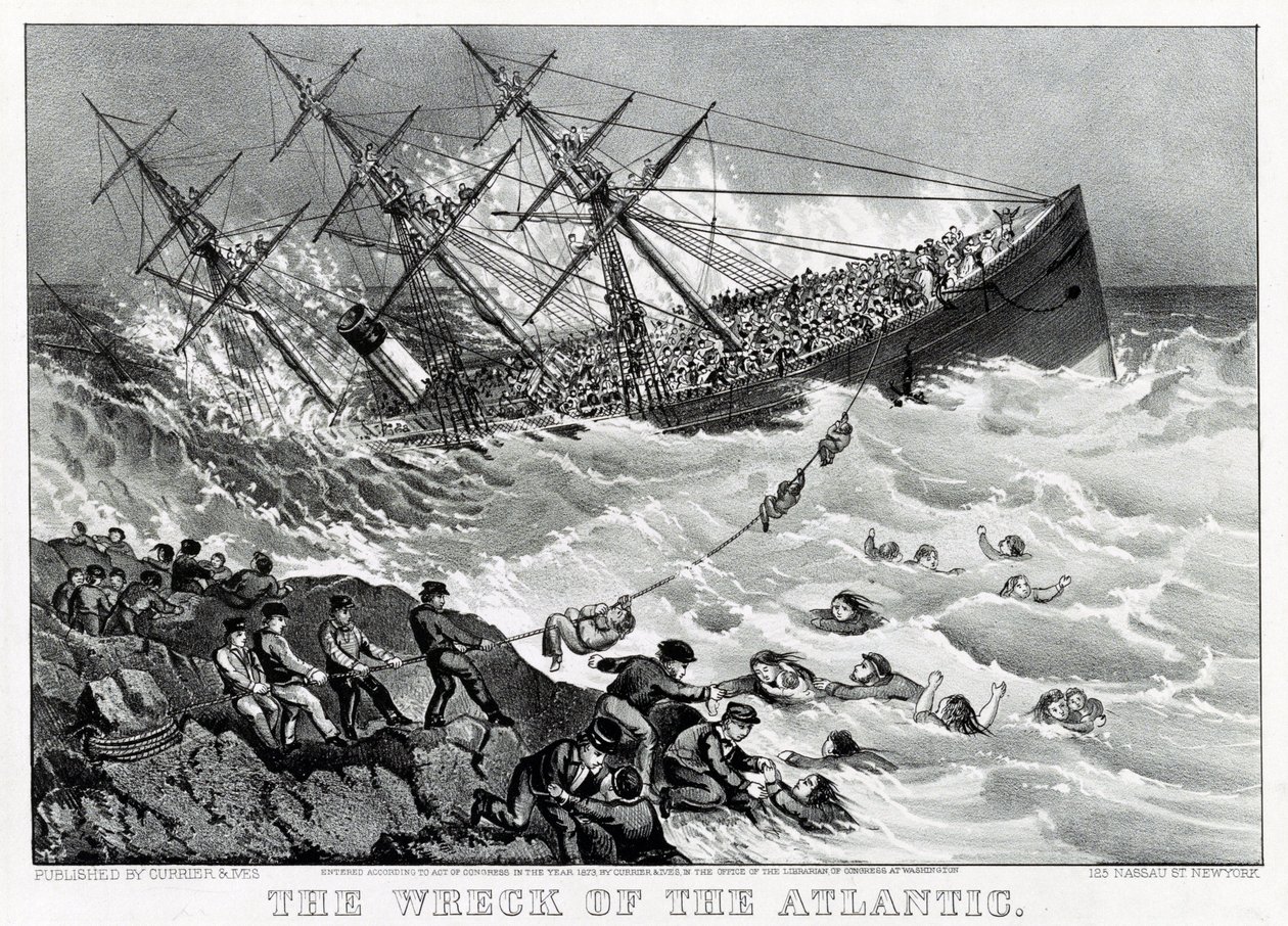 Le naufrage du RMS Atlantic, paquebot transatlantique de la White Star Line, sur la côte de la Nouvelle-Écosse - Unknown artist