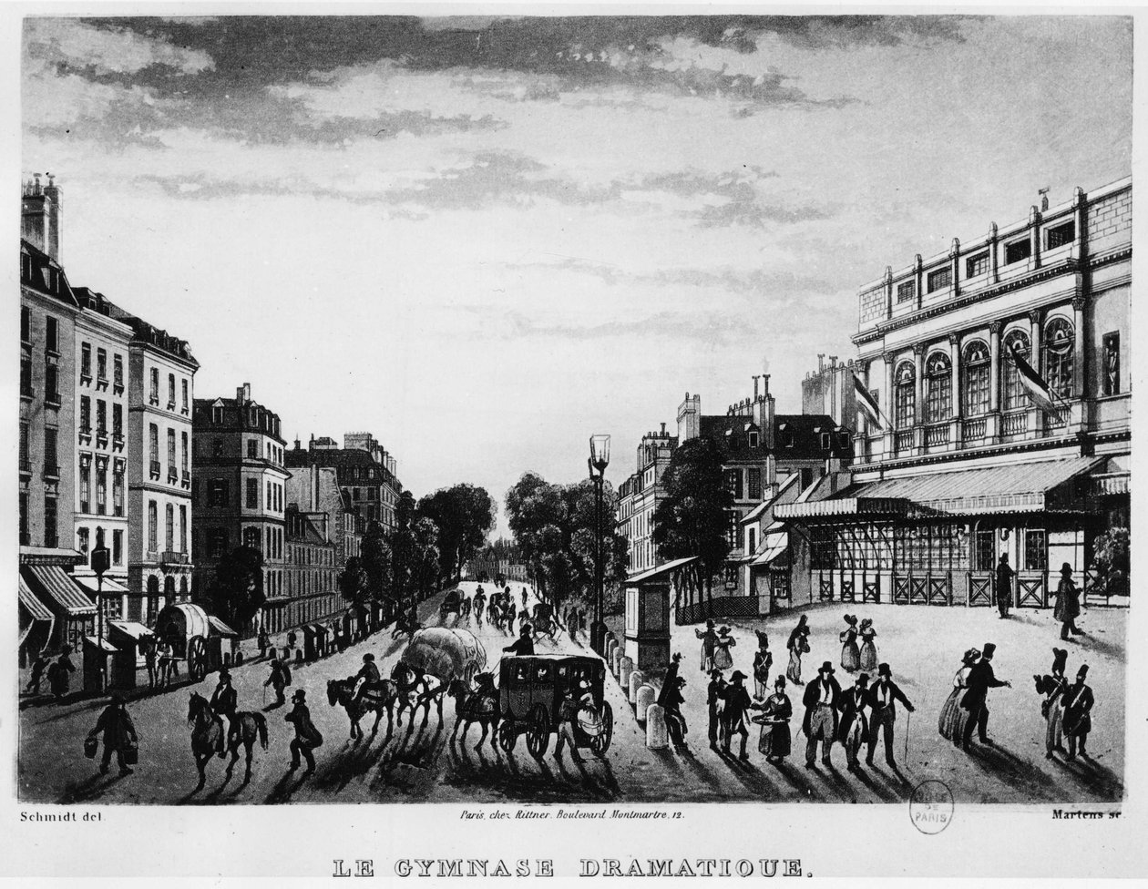 Théâtre : le Gymnase Dramatique du Boulevard Bonne Nouvelle - gravure - Unknown artist