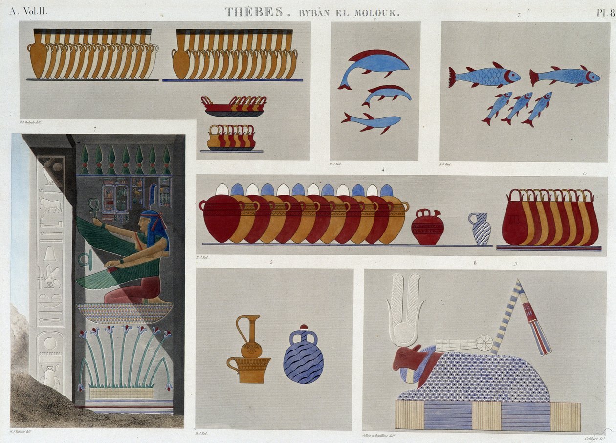 Thèbes : Bybân el Molouk. pl 87 : Peintures de la 5e tombe des rois à l