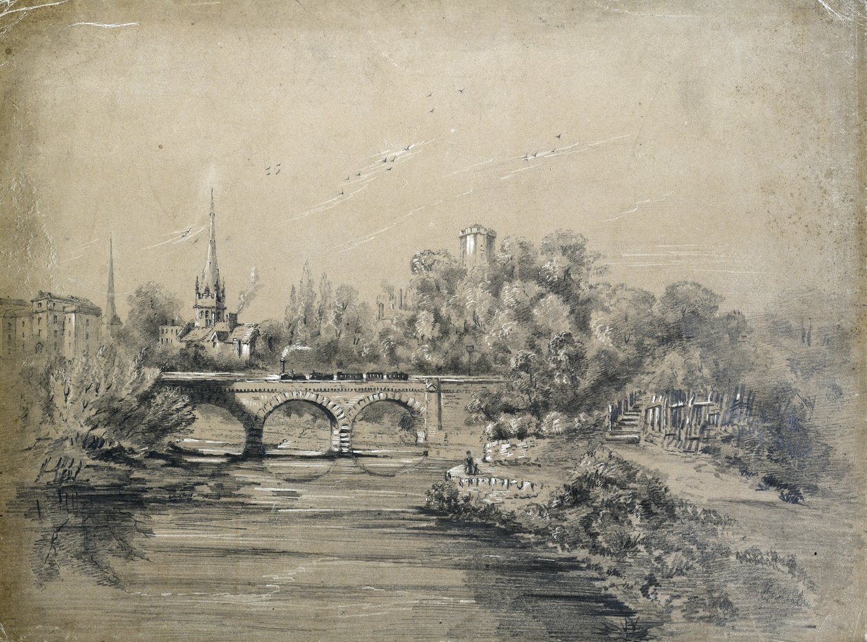 Train traversant un pont - Unknown artist