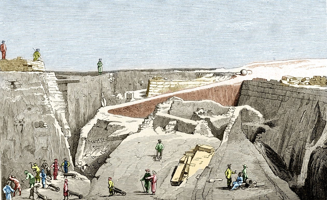 Fouilles de Troie dirigées par Heinrich Schliemann, 19ème siècle. - Unknown artist