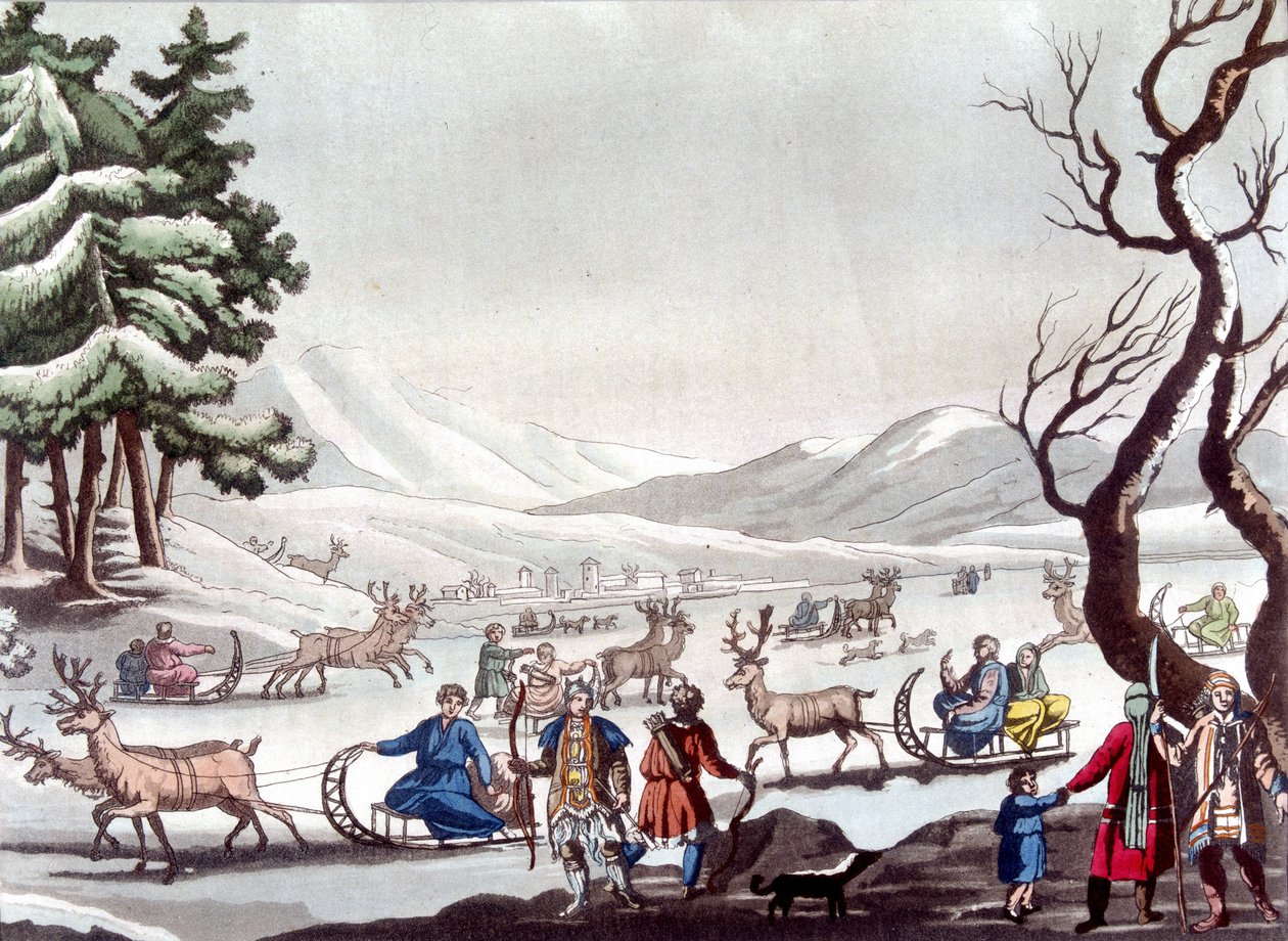 Toungouses, Sibérie. Dessin par Cartelli. Bibliothèque des arts décoratifs de Paris. « Le costume ancien et moderne » - Unknown artist
