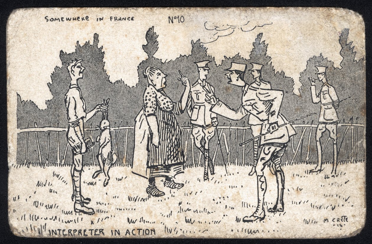 Royaume-Uni : Carte postale humoristique produite en France pendant la Première Guerre mondiale pour les forces britanniques. - Unknown Artist