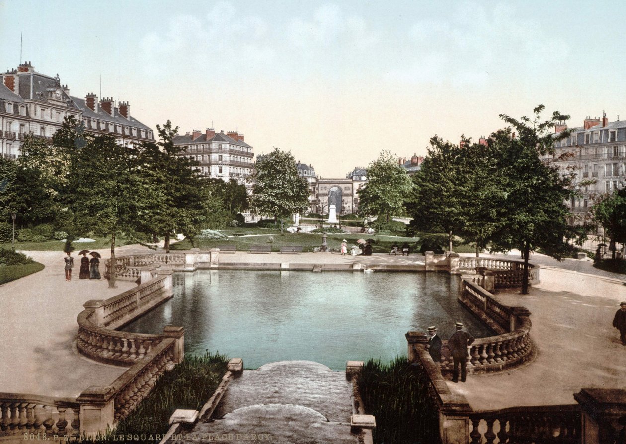 Vue de Dijon : place et square Darcy. Photochrome v. 1890. - Unknown artist