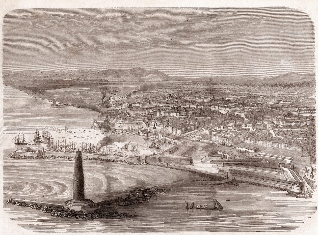 Vue de Livourne (Livourne - Toscane - Toscane) - Toscane - gravure 1860 - Unknown artist