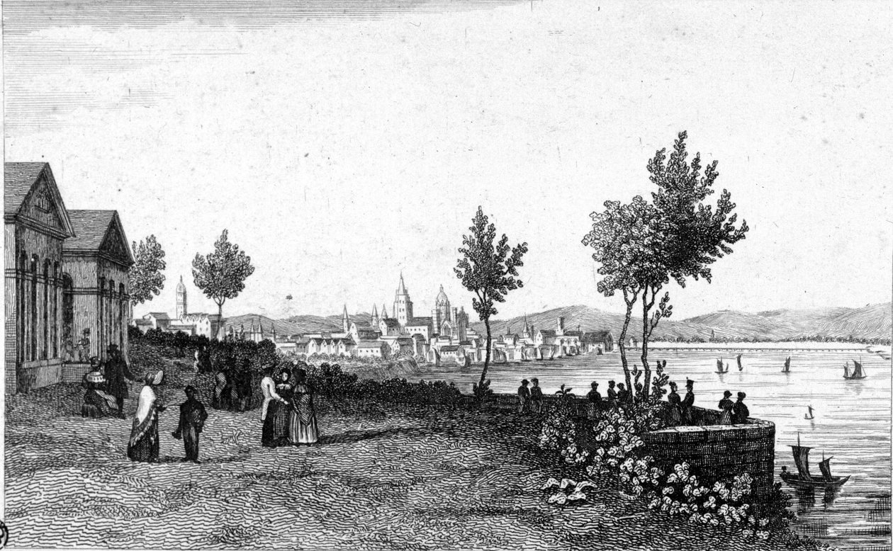 Vue de Mayence en Allemagne et du Rhin vers 1830 - Unknown artist
