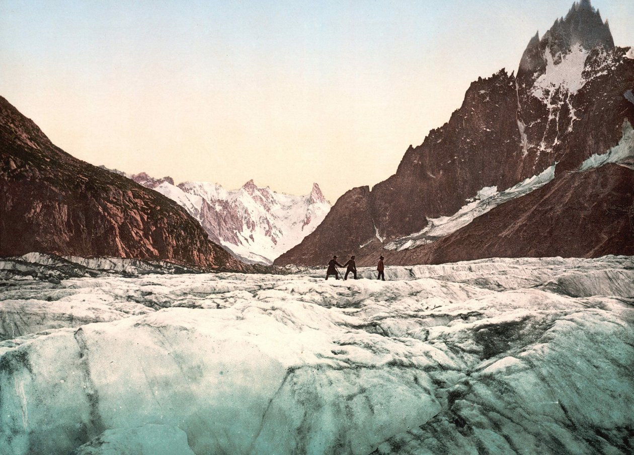 Vue du Mont Blanc: La Mer de Glace. Photochrome v. 1890. - Unknown artist