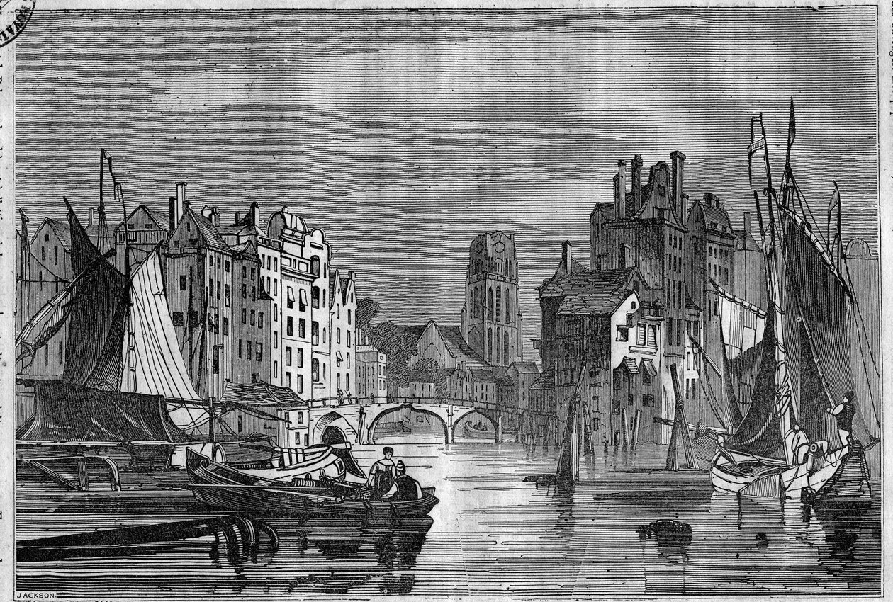 Vue de Rotterdam, Pays-Bas. Gravure de 1836 - Unknown artist