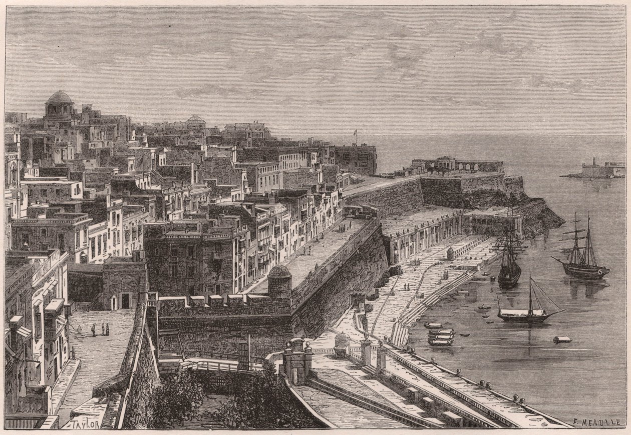 Vue de La Valette et de son port au XIXe siècle - Unknown