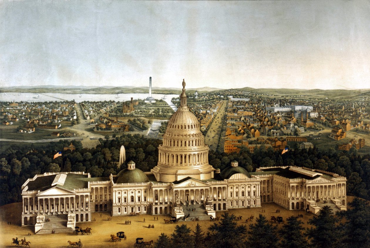 Vue de Washington et de la Maison Blanche dans une représentation de 1820. - Unknown artist