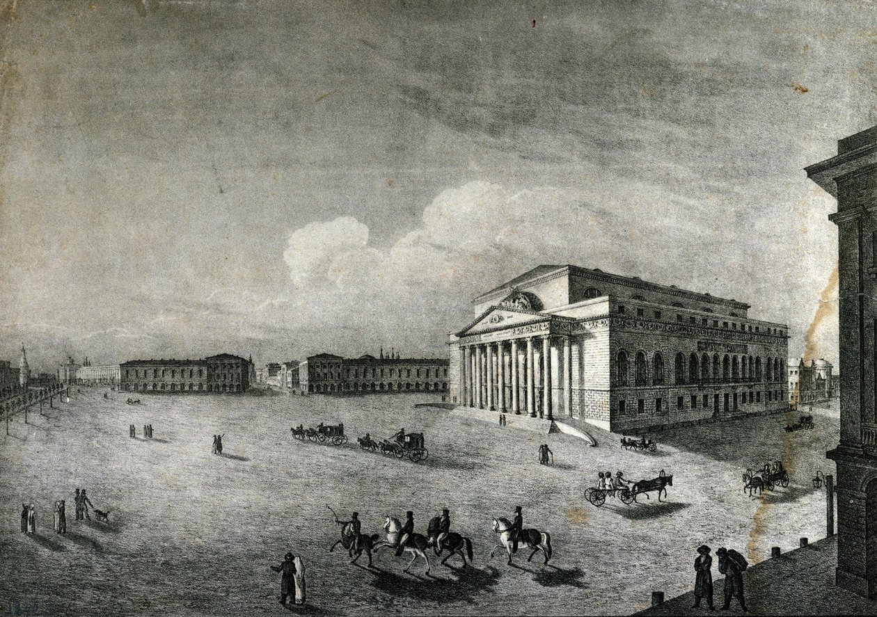 Vue du Théâtre Bolchoï à Moscou vers 1840. Russie - Unknown artist