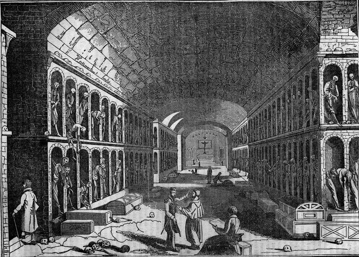 Vue du Cimetière des Capucins à Palerme au 19ème siècle. (Cimitero dei Cappuccini, Palerme) - Unknown artist