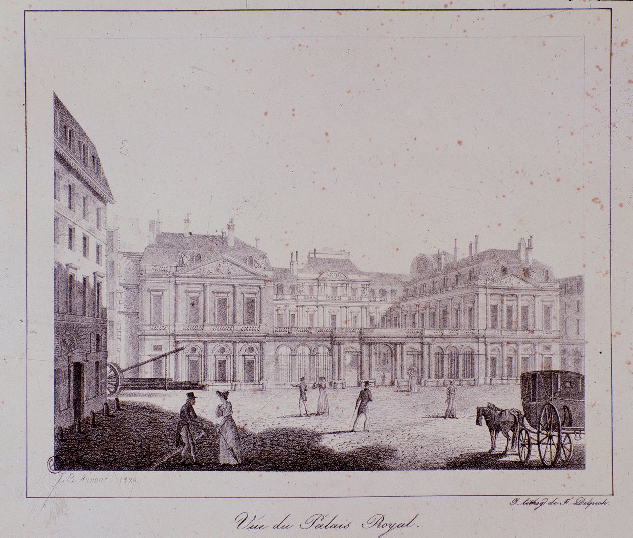 Vue du Palais Royal à Paris. Gravure de 1820 Collection privée - Unknown artist