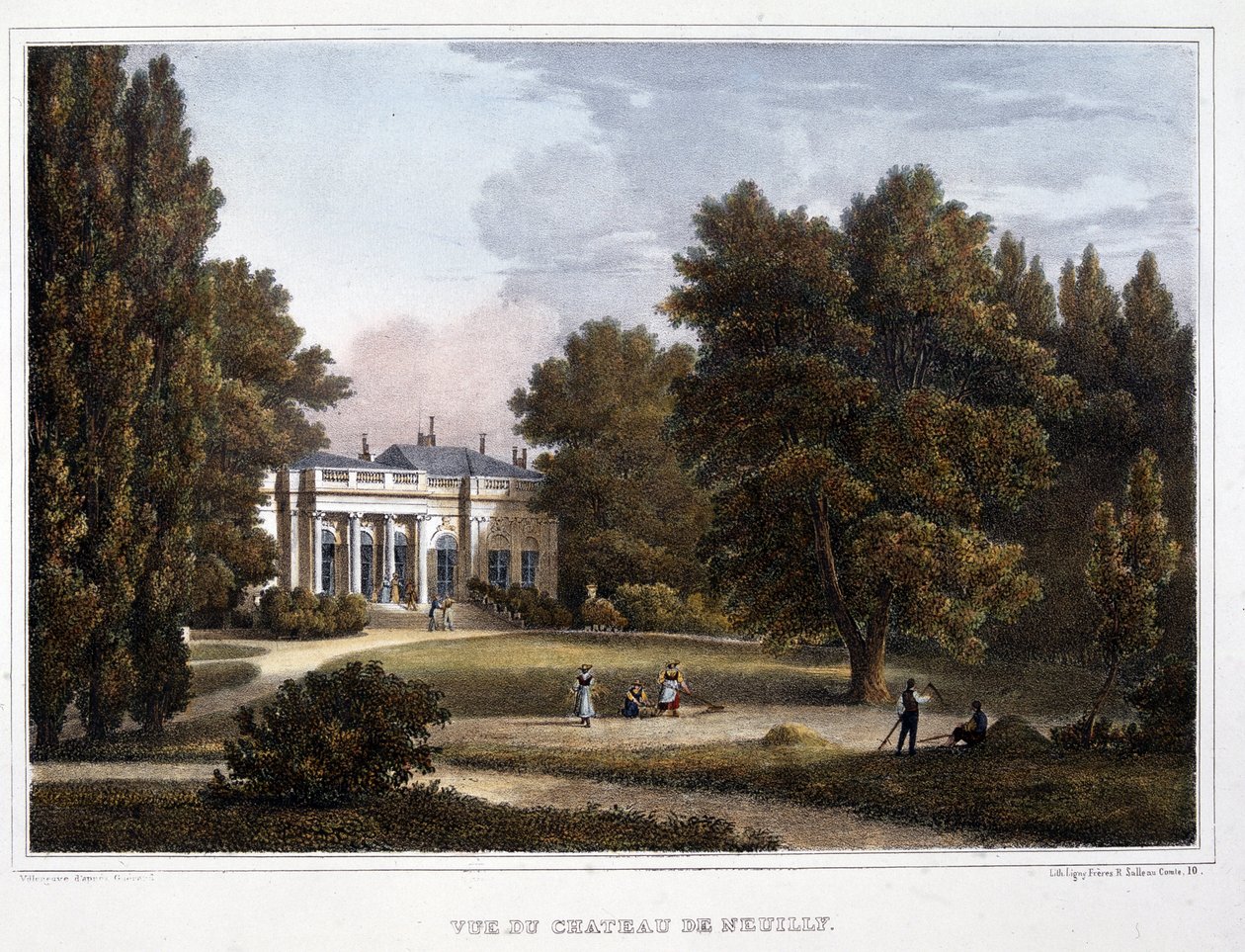 Vue du château de Neuilly - lithographie - Unknown artist