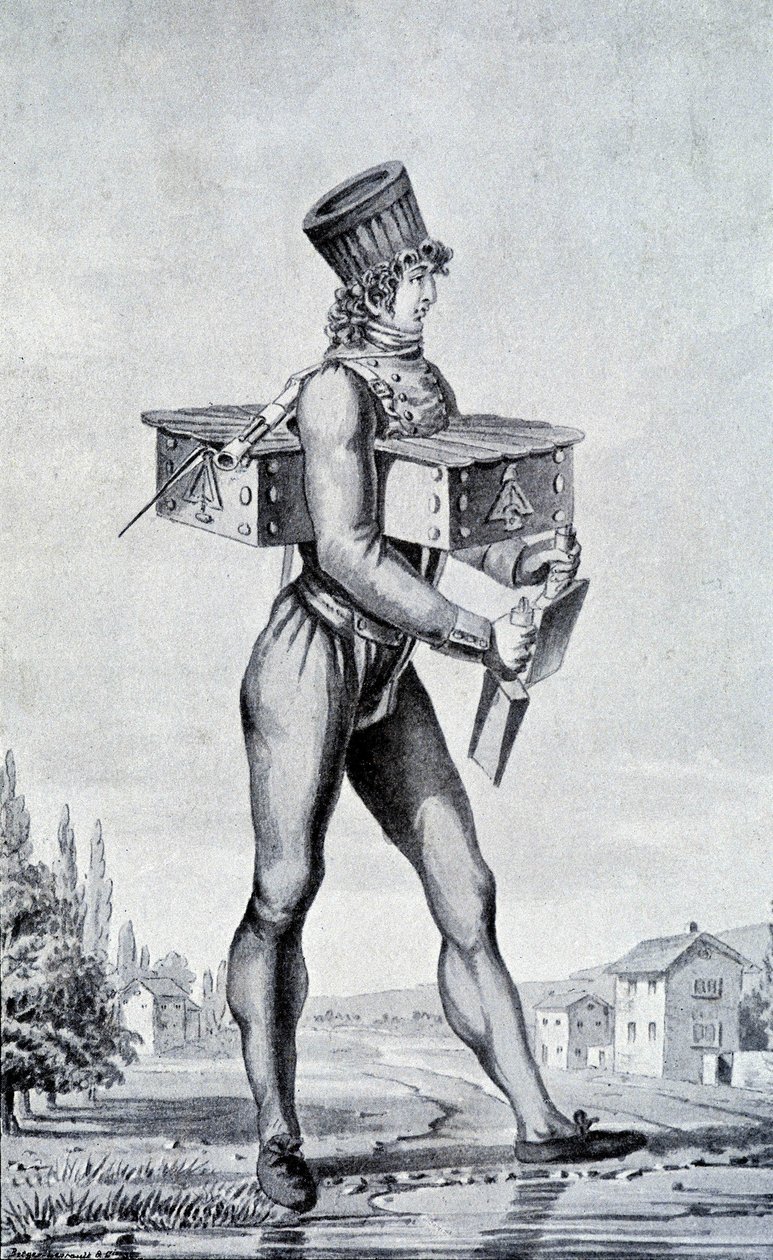 Costume de guerre du 19e siècle. Gravure du 19e siècle. - Unknown artist