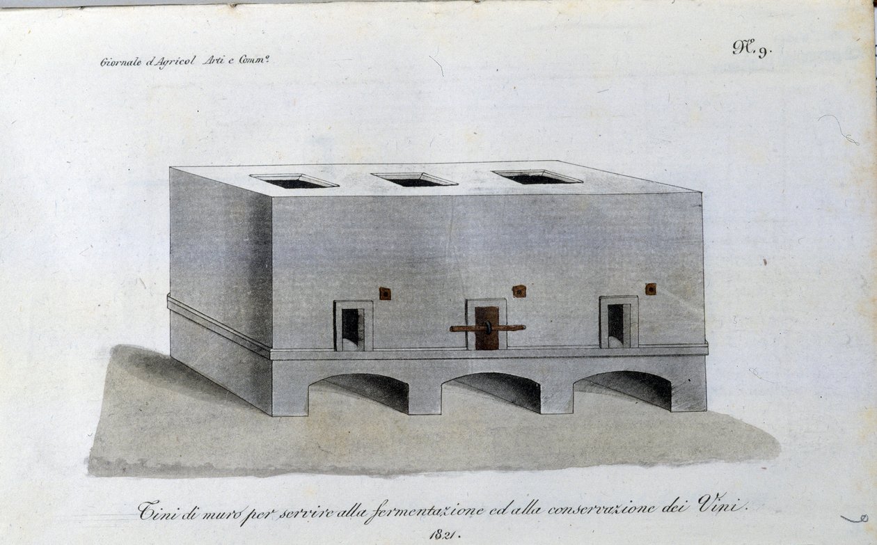 Cuve de fermentation du vin. Planche tirée de « Giornale dell