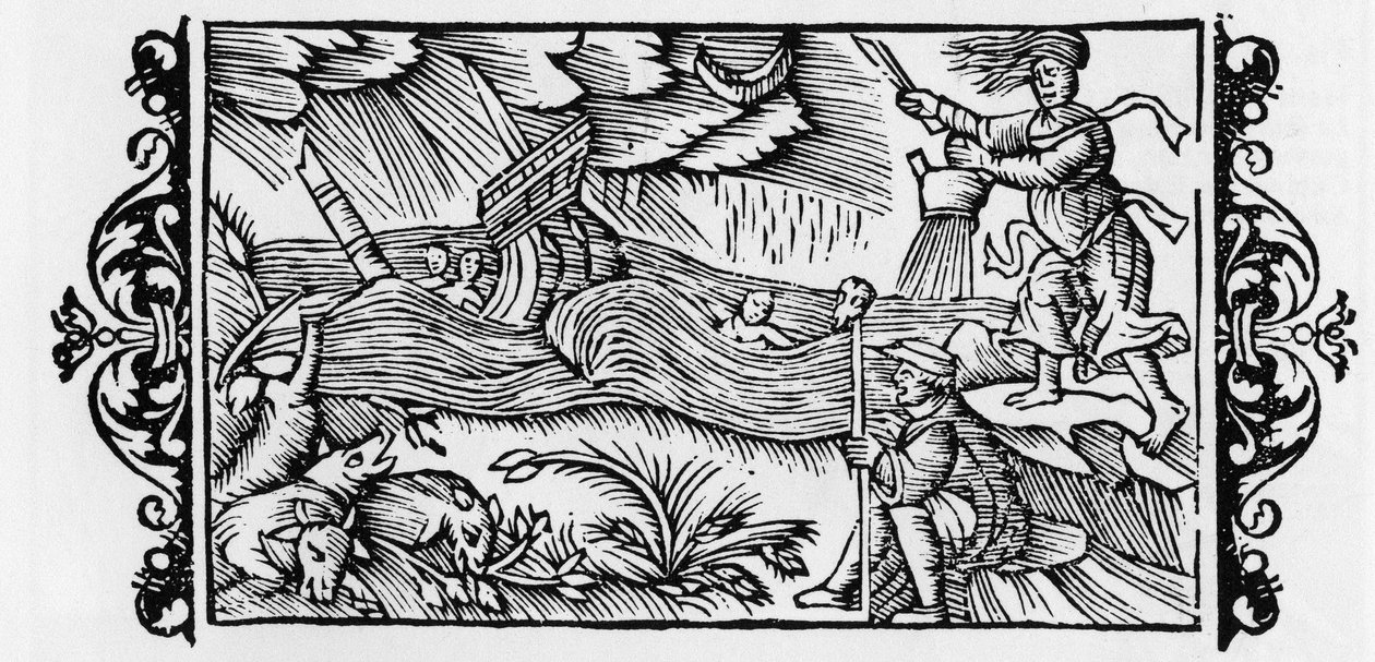 Sorcier désenchantant une tempête - dans "Historia de Gentibus Septentrionalibus" (Histoire des peuples du Nord) par Olaus Magnus, Rome 1555 - Unknown artist