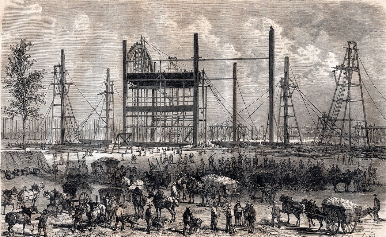 Travaux du Champ de Mars à Paris fin avril 1866 - gravure de 1867 - Unknown artist