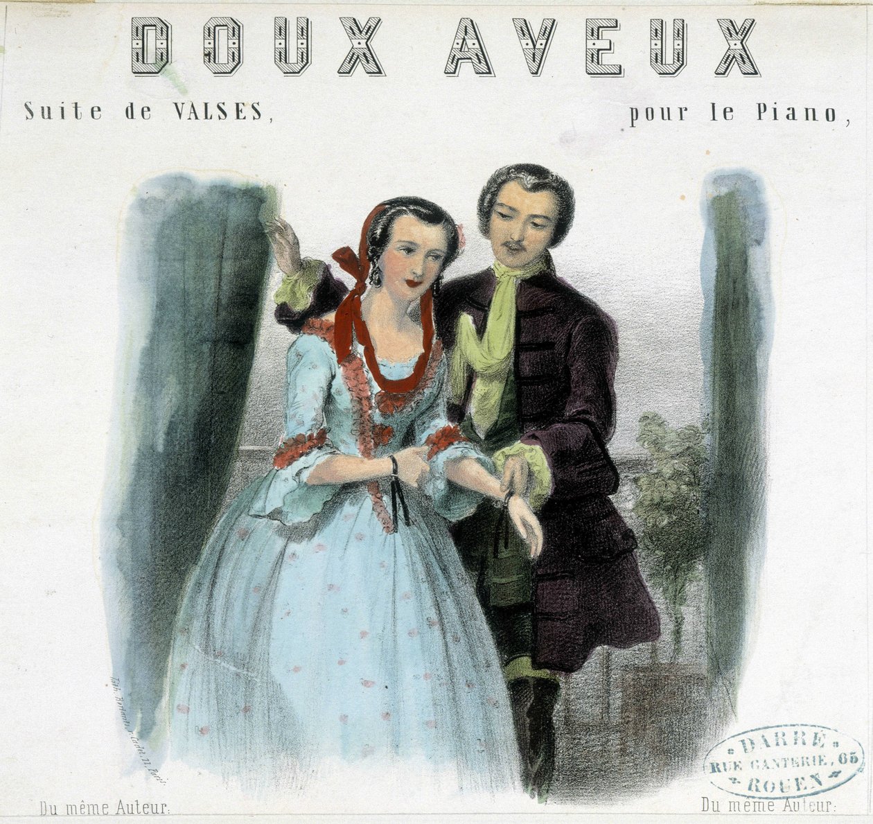 Jeune homme courtisant une jeune femme, début 19e siècle - Unknown artist