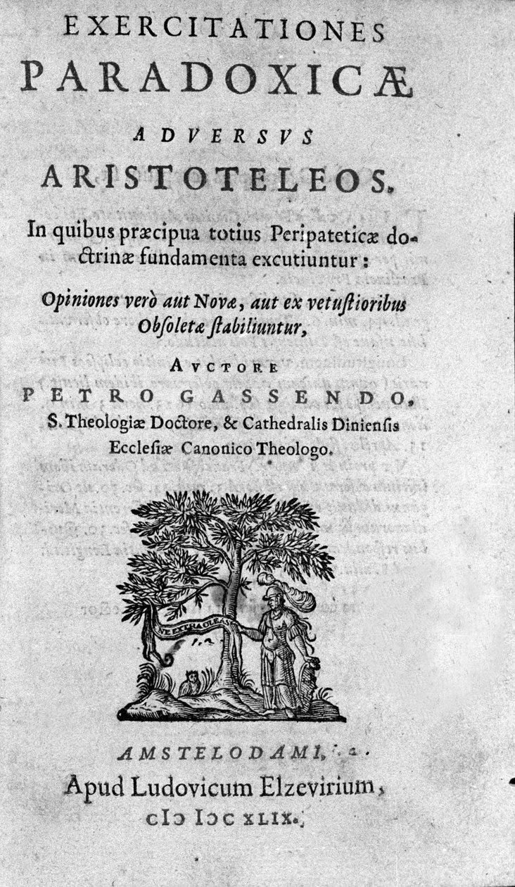 Frontispice de "Exercitationum paradoxicarum adversus Aristoteleos" par Pierre Gassendi (1592-1655), philosophe, astronome, mathématicien et physicien français. - Unknown artist