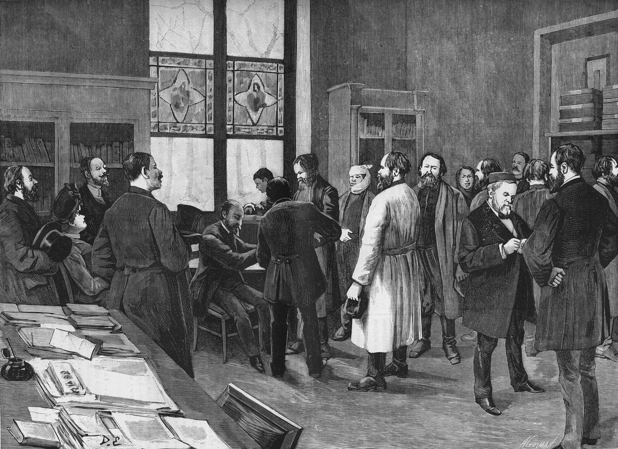 Dans le cabinet de Louis Pasteur en 1886. - Unknown artist