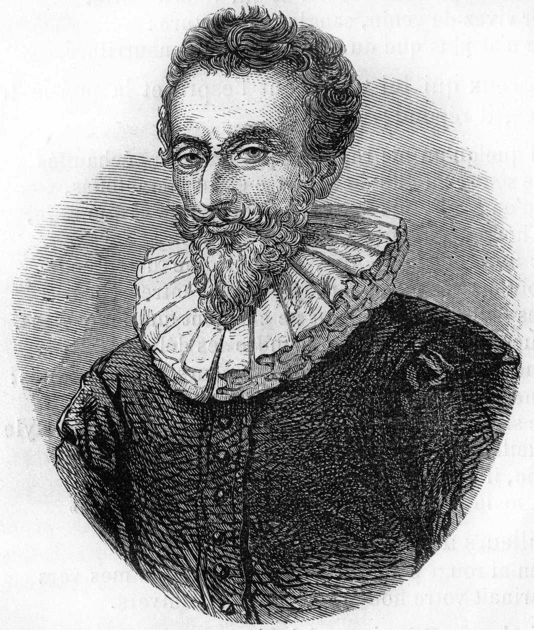 Portrait de François de Malherbe. Poète français (1555 à 1628). Gravure de 1866. - Unknown artist